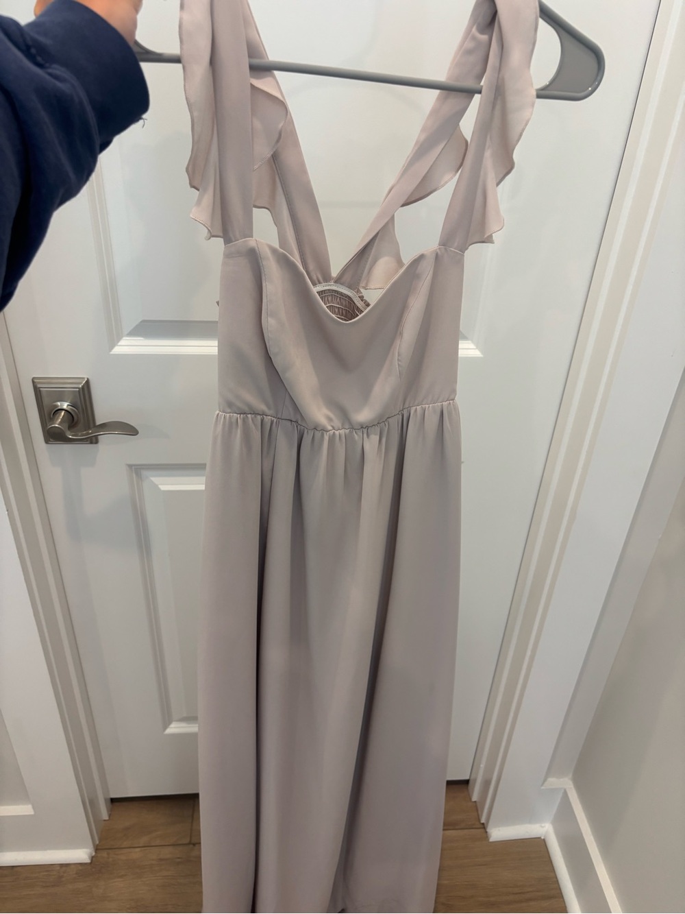 Show Me Your MuMu Peach Slip Midi Dress with Front Ruched Tie - Picture 3 of 4